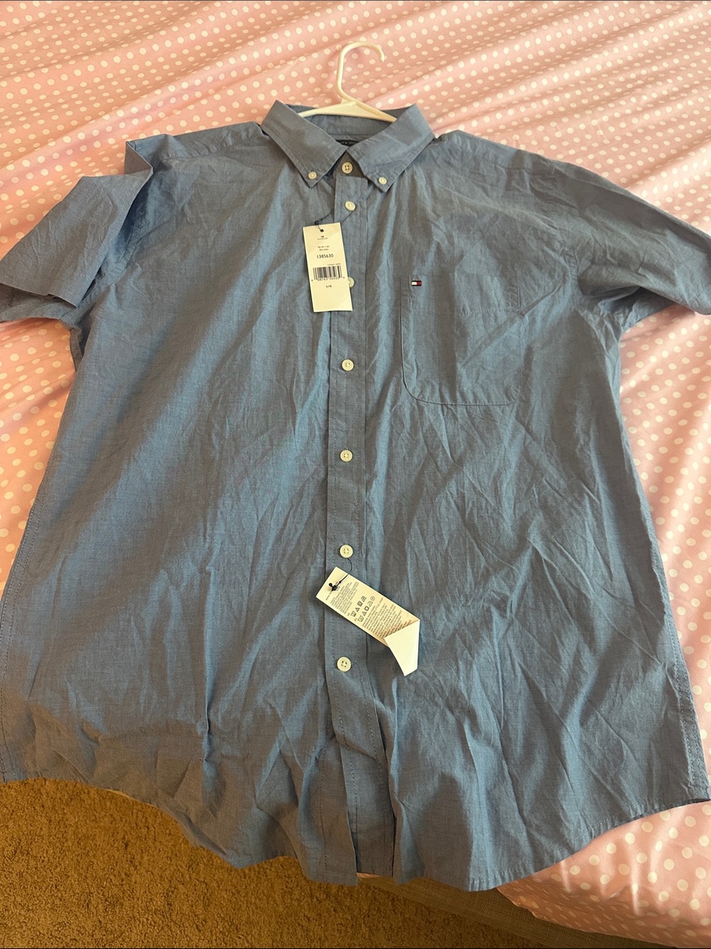 Tommy Hilfiger Light Blue Short Sleeve Button-Down Shirt